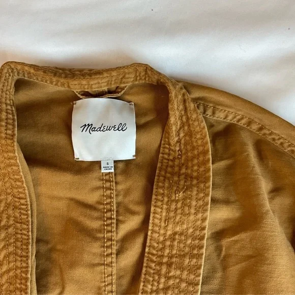 Madewell Kimono Military Utility Jacket with Tie Waist Belt Golden Brown Size S - Picture 4 of 6